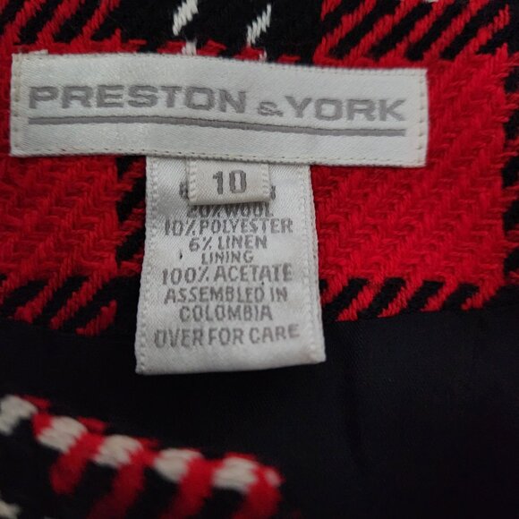 Vintage Preston & York Red Plaid Blazer Size 10 - Picture 10 of 15